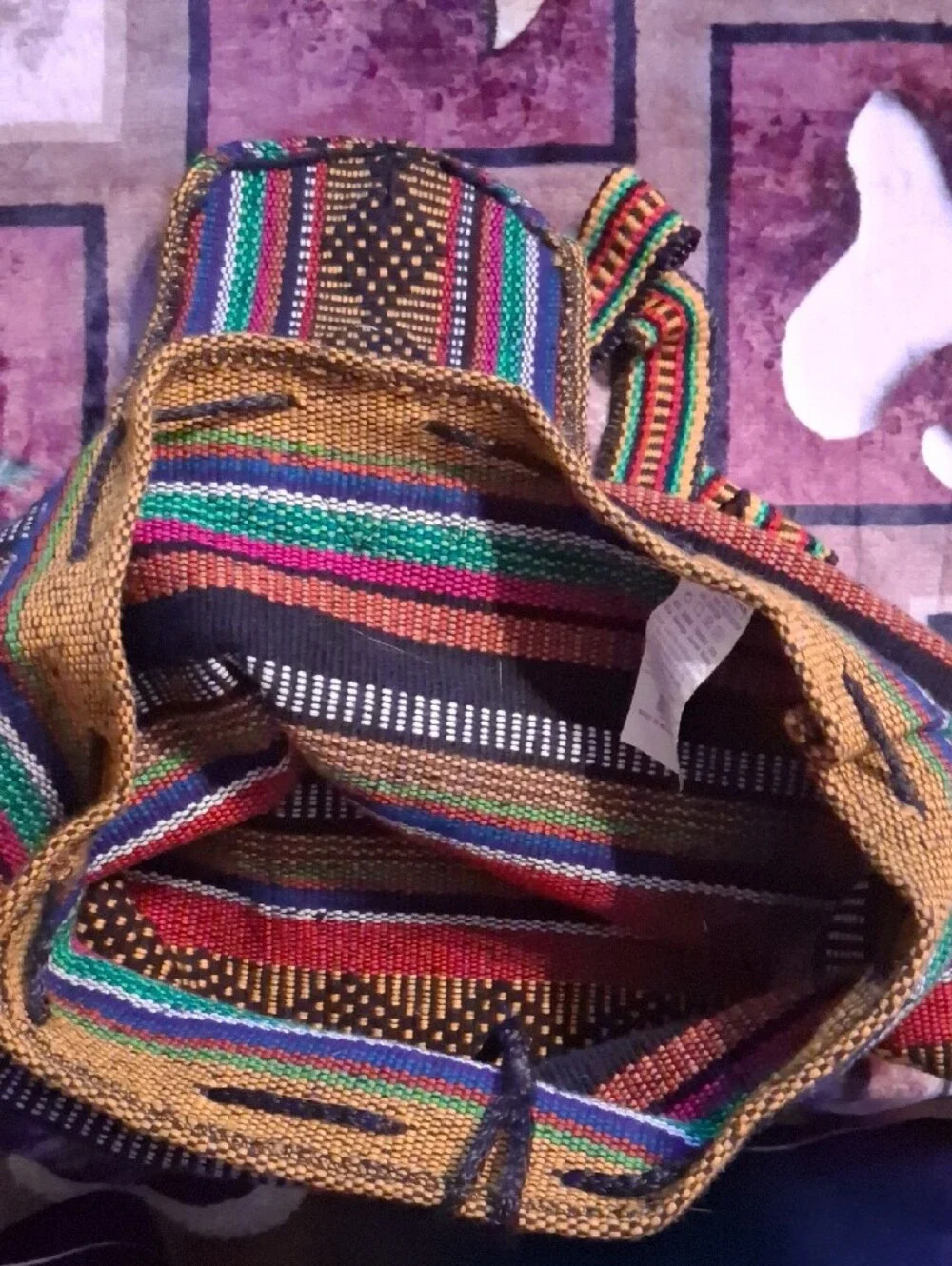 Handwoven Multicolor Stripe Women’s Backpack